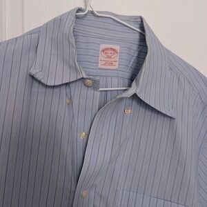 Brooks Brothers 2XL 346 Mens Cotton Striped Short Sleeve Shirt Blue 50" Chest